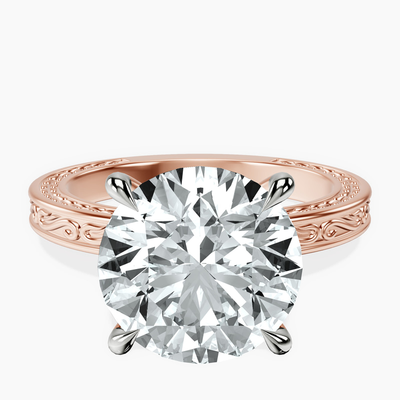 14kt Rose Gold Ivory Vintage Solitaire Lab Diamond Ring front image