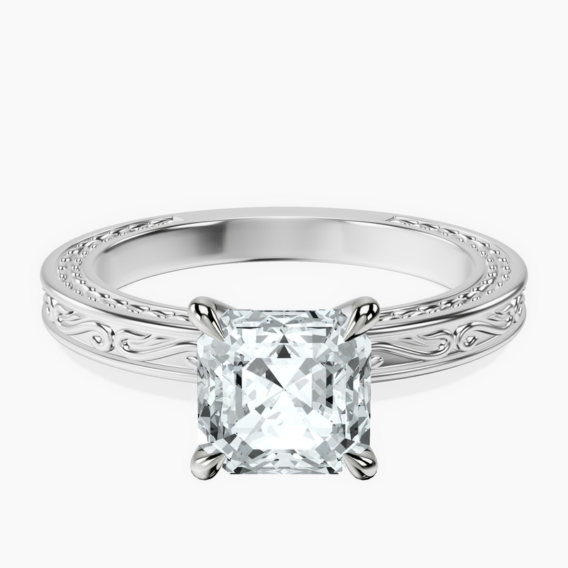 Platinum Ivory Vintage Solitaire Lab Diamond Ring front image