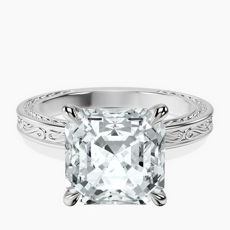 Platinum Ivory Vintage Solitaire Lab Diamond Ring front image