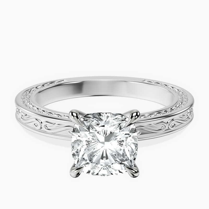 9ct White Gold Ivory Vintage Solitaire Lab Diamond Ring front image