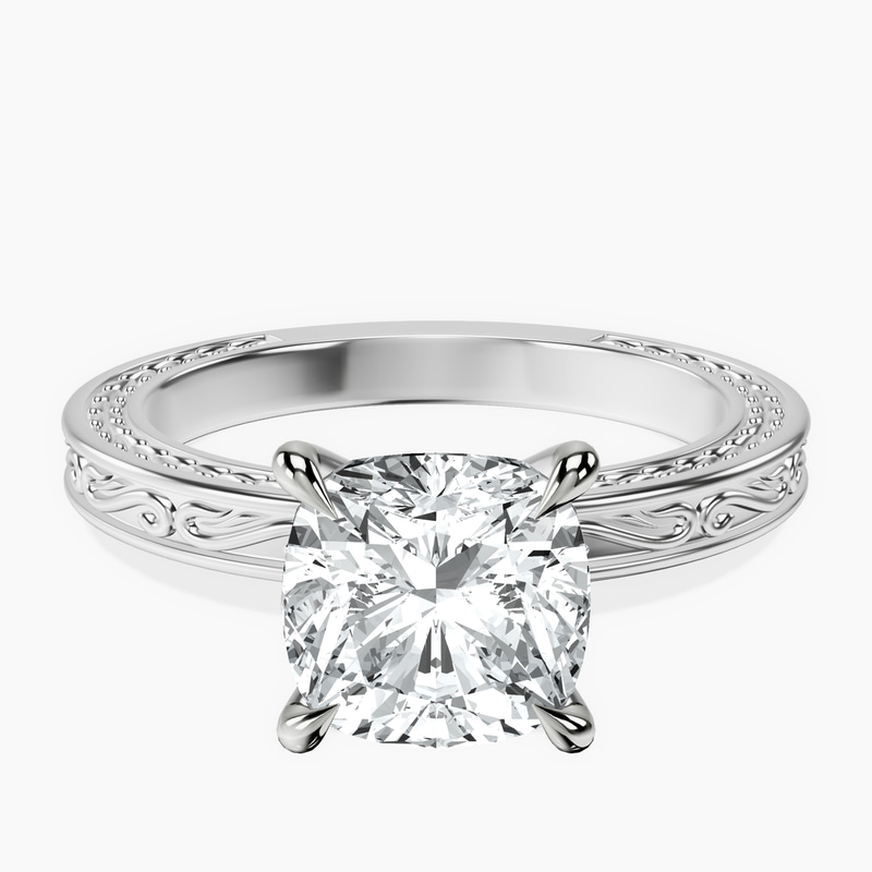 Platinum Ivory Vintage Solitaire Lab Diamond Ring front image