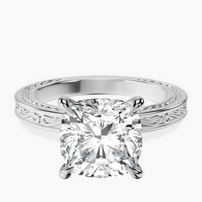 Platinum Ivory Vintage Solitaire Lab Diamond Ring front image