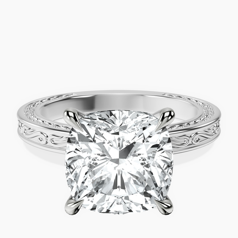 Platinum Ivory Vintage Solitaire Lab Diamond Ring front image