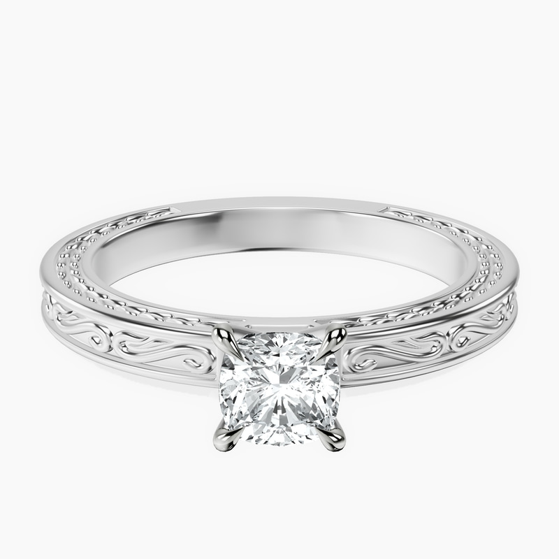 10kt White Gold Ivory Vintage Solitaire Lab Diamond Ring front image