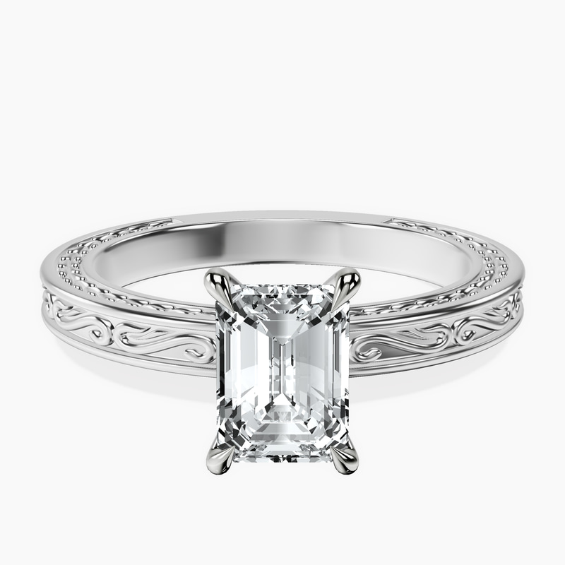 Platinum Ivory Vintage Solitaire Lab Diamond Ring front image