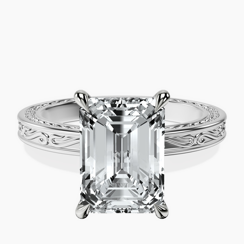 10kt White Gold Ivory Vintage Solitaire Lab Diamond Ring front image