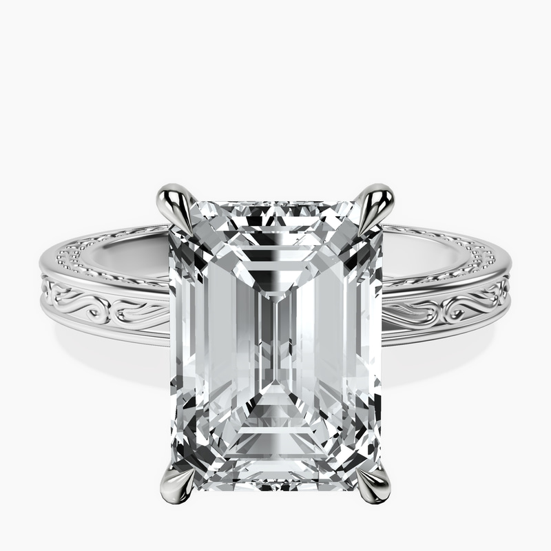 Platinum Ivory Vintage Solitaire Lab Diamond Ring front image