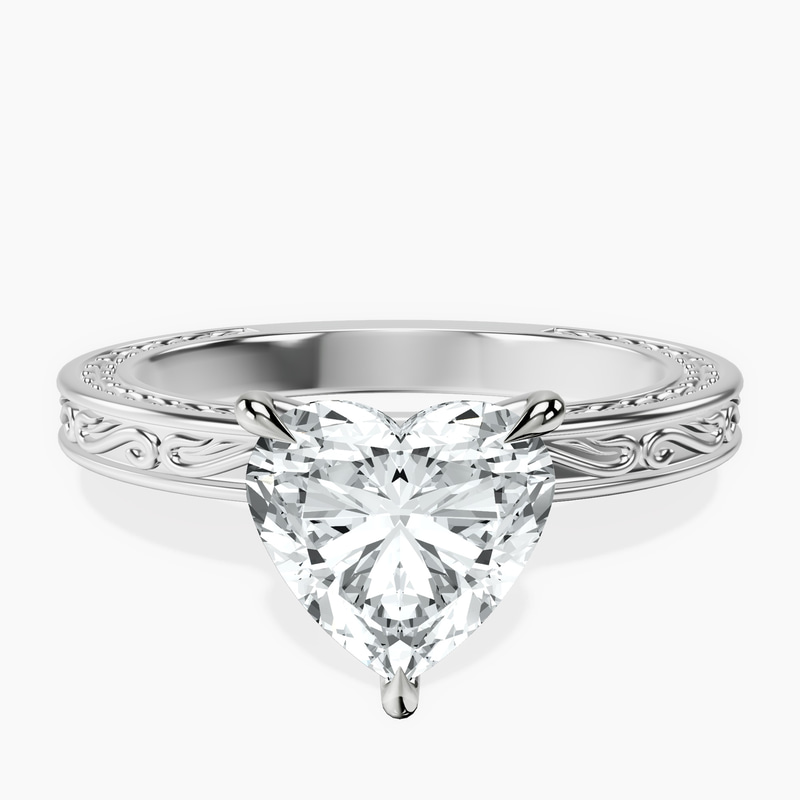 Platinum Ivory Vintage Solitaire Lab Diamond Ring front image