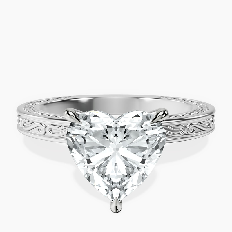 14kt White Gold Ivory Vintage Solitaire Lab Diamond Ring front image