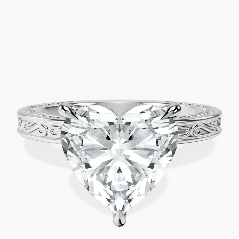 14kt White Gold Ivory Vintage Solitaire Lab Diamond Ring front image