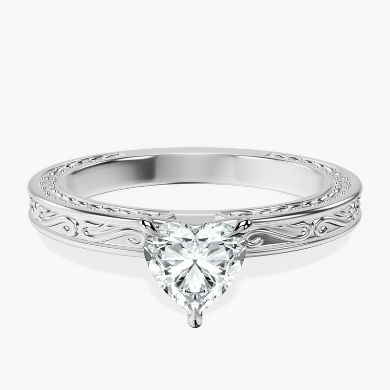 Platinum Ivory Vintage Solitaire Lab Diamond Ring front image