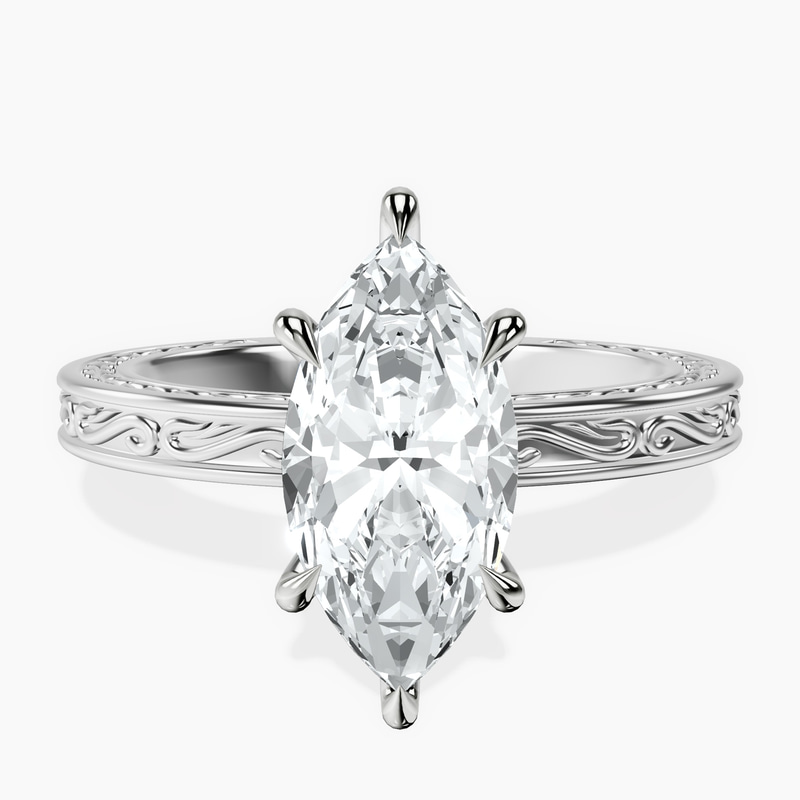 Platinum Ivory Vintage Solitaire Lab Diamond Ring front image