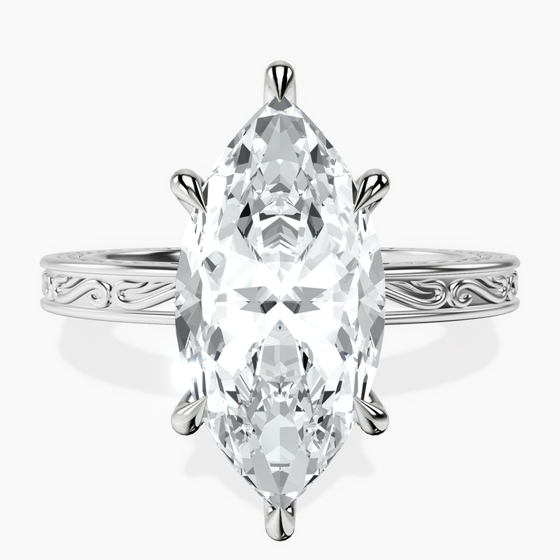 Platinum Ivory Vintage Solitaire Lab Diamond Ring front image