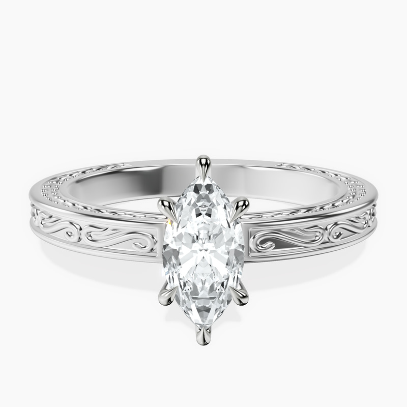 Platinum Ivory Vintage Solitaire Lab Diamond Ring front image