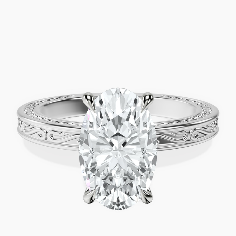 18kt White Gold Ivory Vintage Solitaire Lab Diamond Ring front image