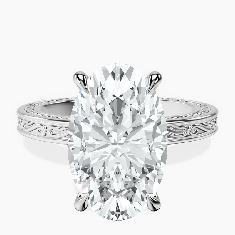 14kt White Gold Ivory Vintage Solitaire Lab Diamond Ring front image