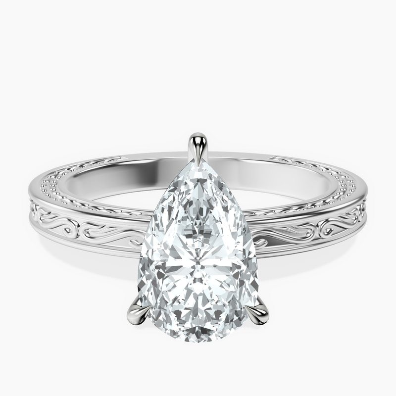 Platinum Ivory Vintage Solitaire Lab Diamond Ring front image