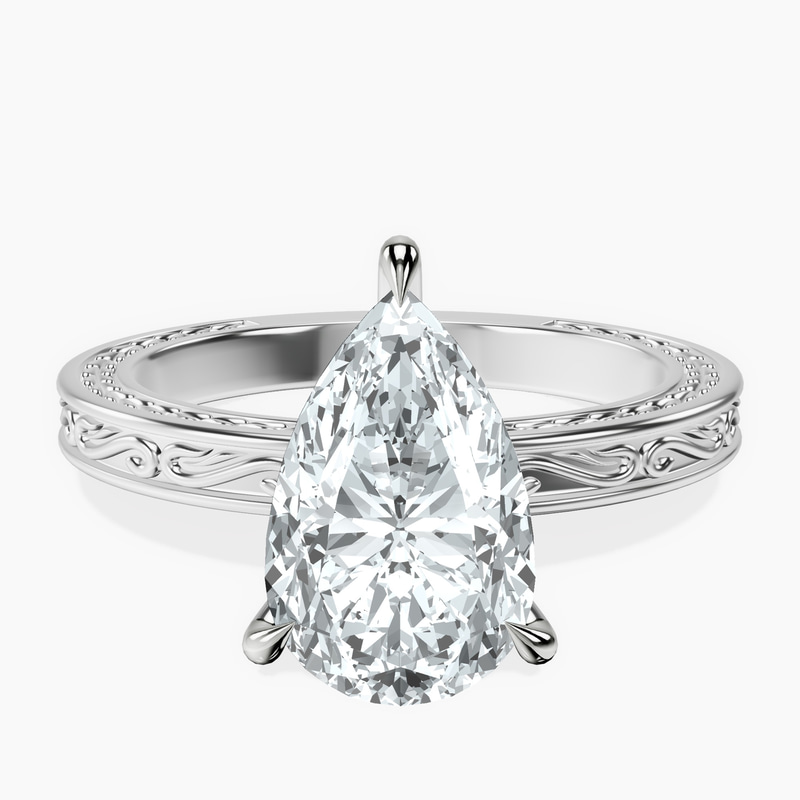 Platinum Ivory Vintage Solitaire Lab Diamond Ring front image