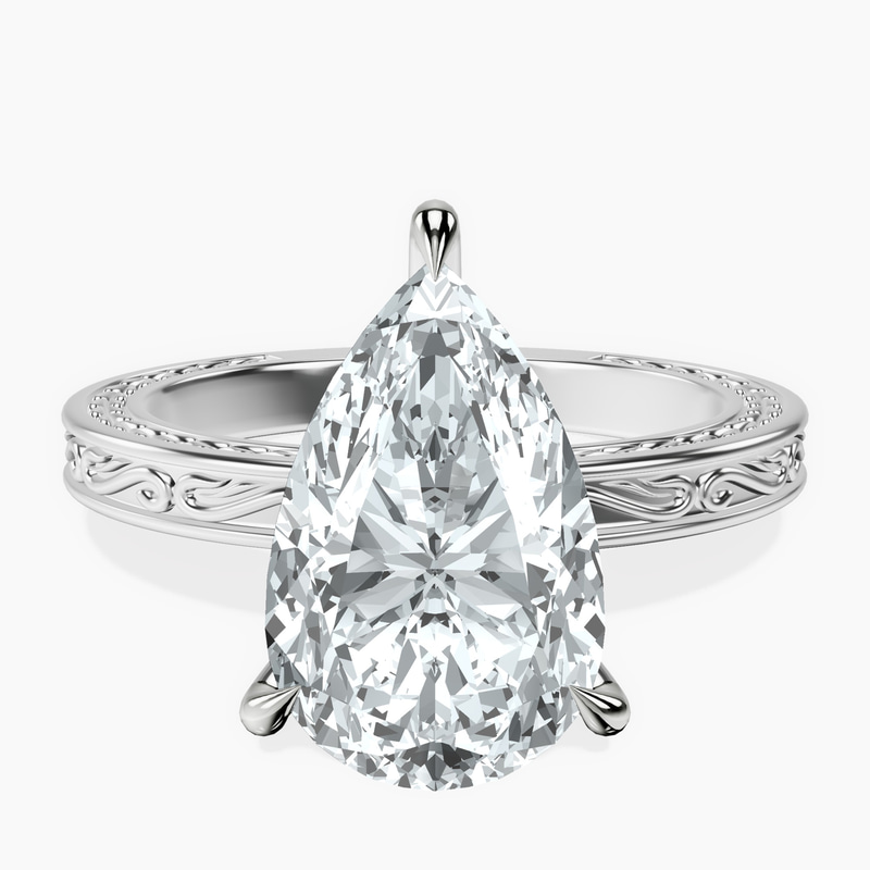 Platinum Ivory Vintage Solitaire Lab Diamond Ring front image
