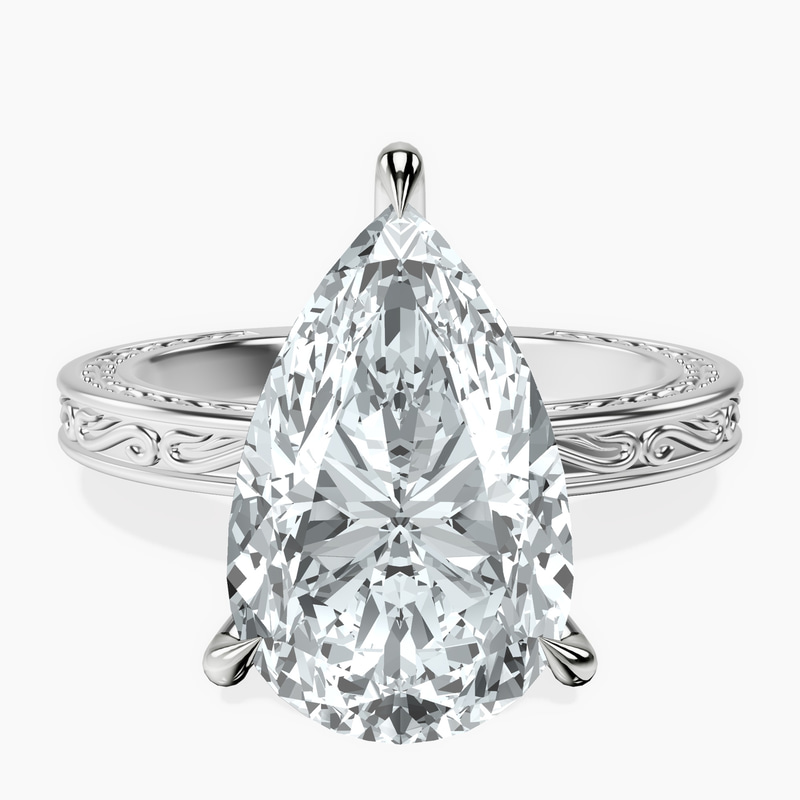 Platinum Ivory Vintage Solitaire Lab Diamond Ring front image