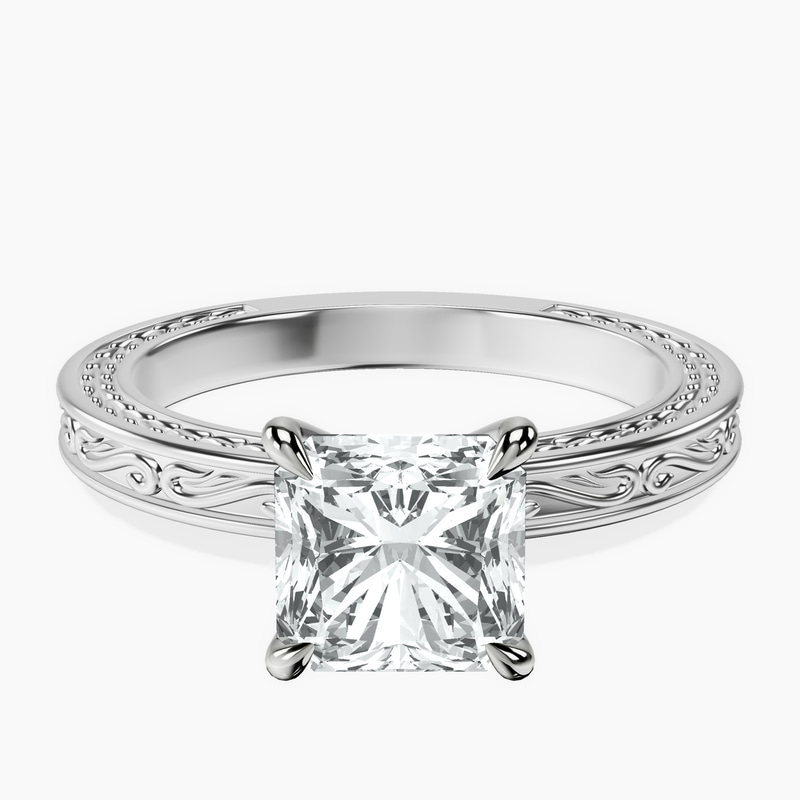 Platinum Ivory Vintage Solitaire Lab Diamond Ring front image