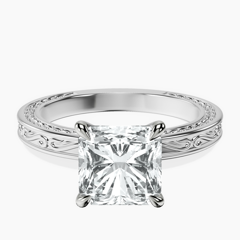 Platinum Ivory Vintage Solitaire Lab Diamond Ring front image