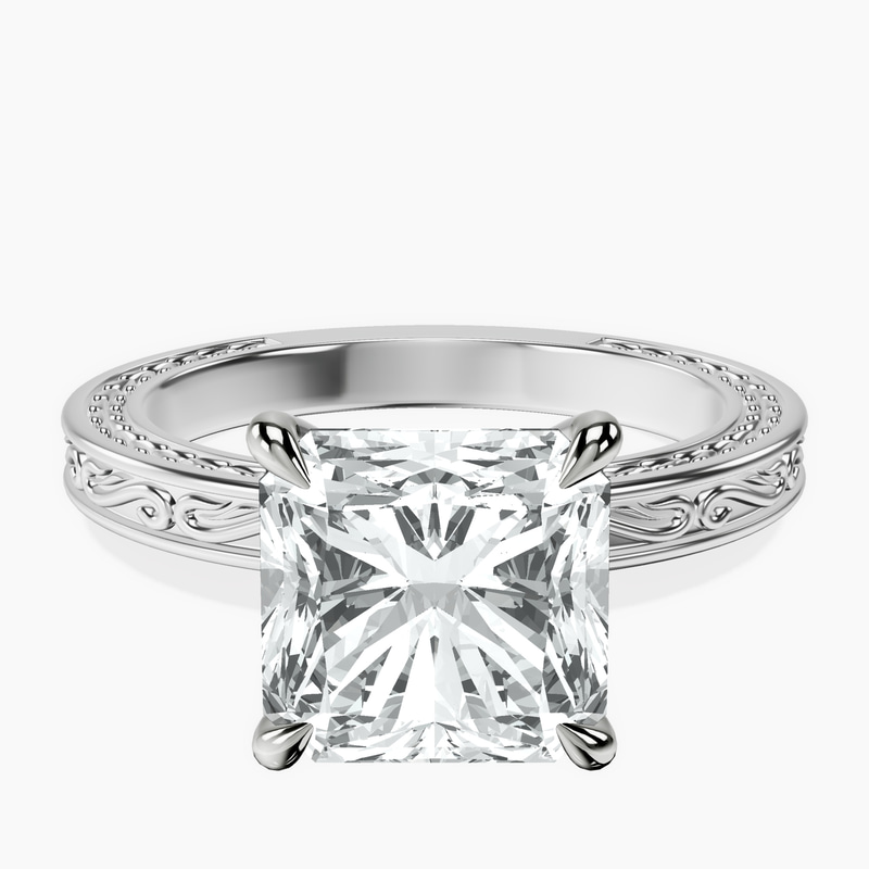 Platinum Ivory Vintage Solitaire Lab Diamond Ring front image