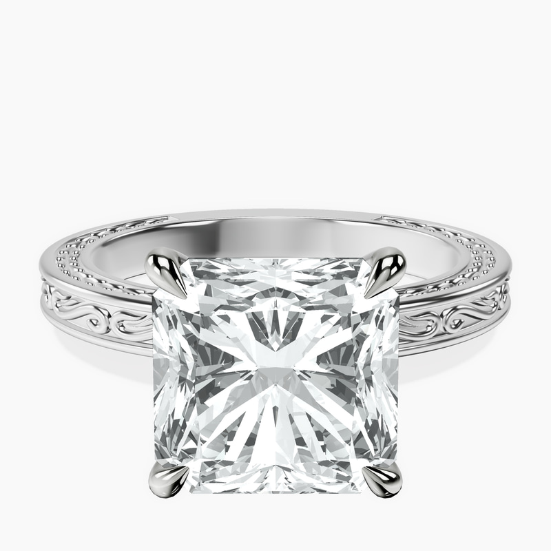Platinum Ivory Vintage Solitaire Lab Diamond Ring front image