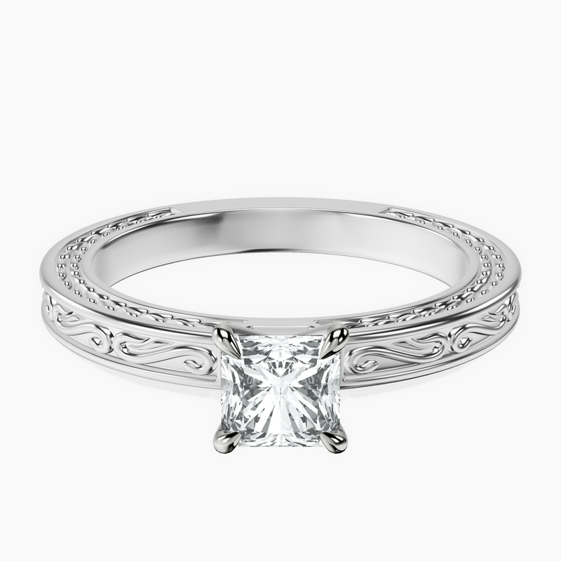 Platinum Ivory Vintage Solitaire Lab Diamond Ring front image