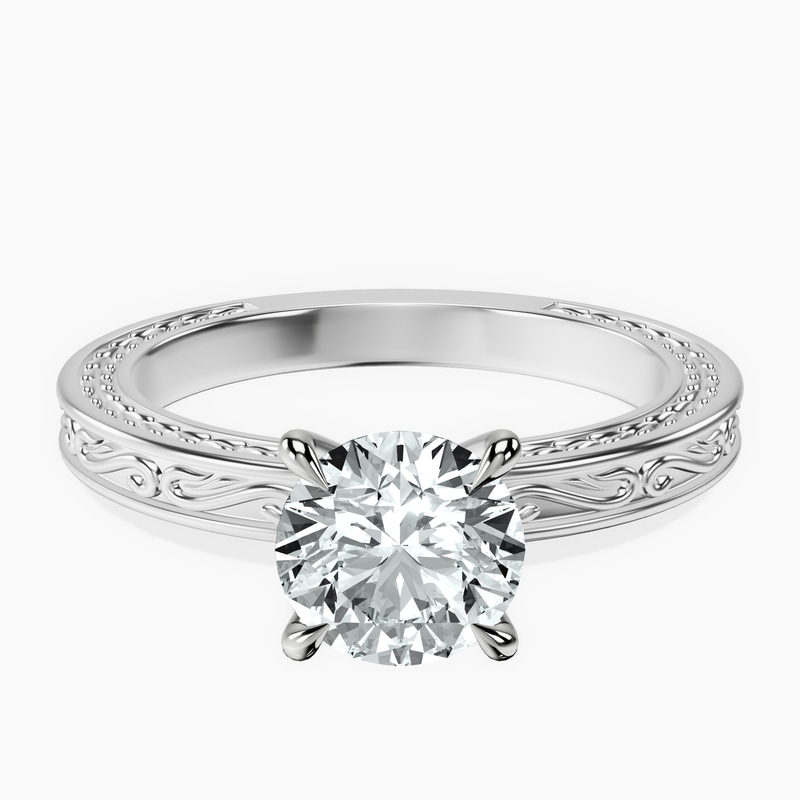 Platinum Ivory Vintage Solitaire Lab Diamond Ring front image