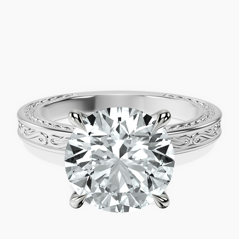 18kt White Gold Ivory Vintage Solitaire Lab Diamond Ring front image