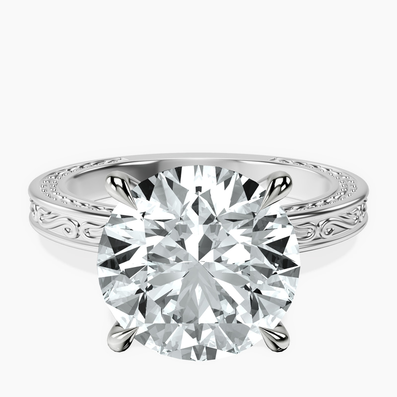 Platinum Ivory Vintage Solitaire Lab Diamond Ring front image