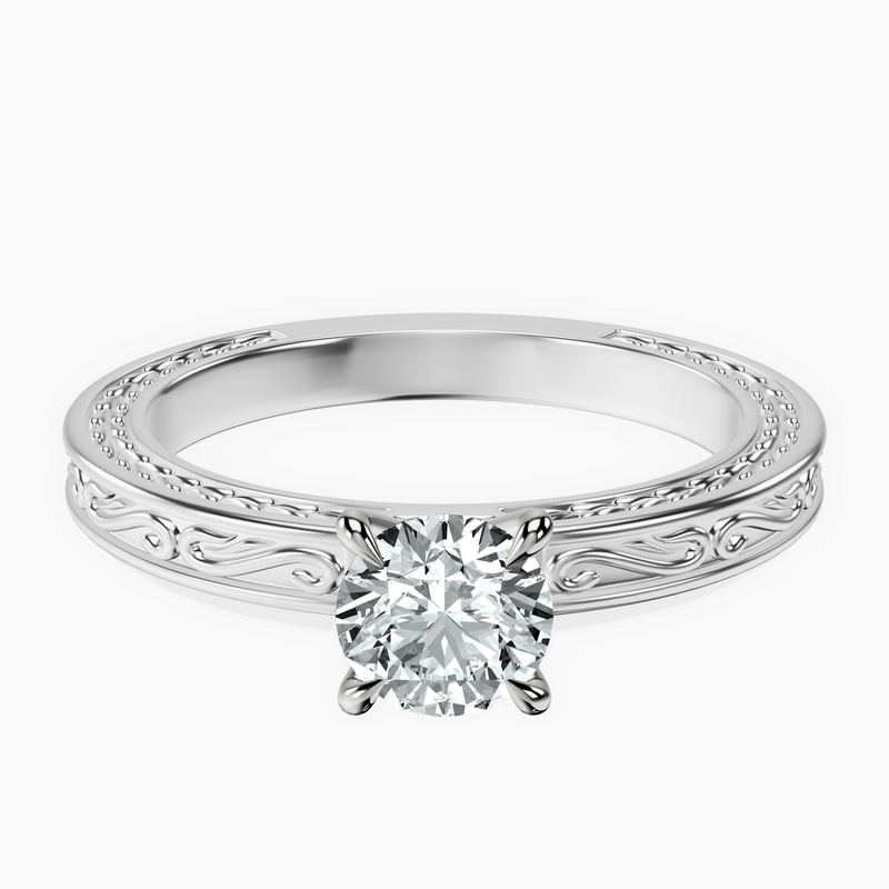 10kt White Gold Ivory Vintage Solitaire Lab Diamond Ring front image