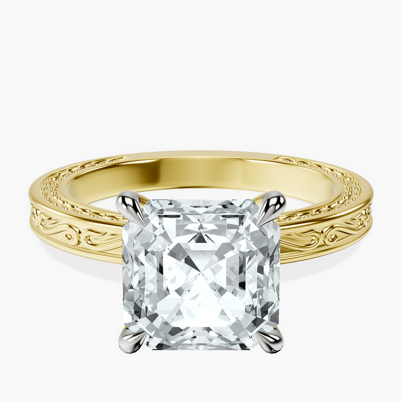 14kt Yellow Gold Ivory Vintage Solitaire Lab Diamond Ring front image