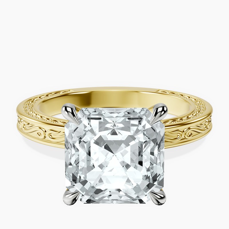 18kt Yellow Gold Ivory Vintage Solitaire Lab Diamond Ring front image