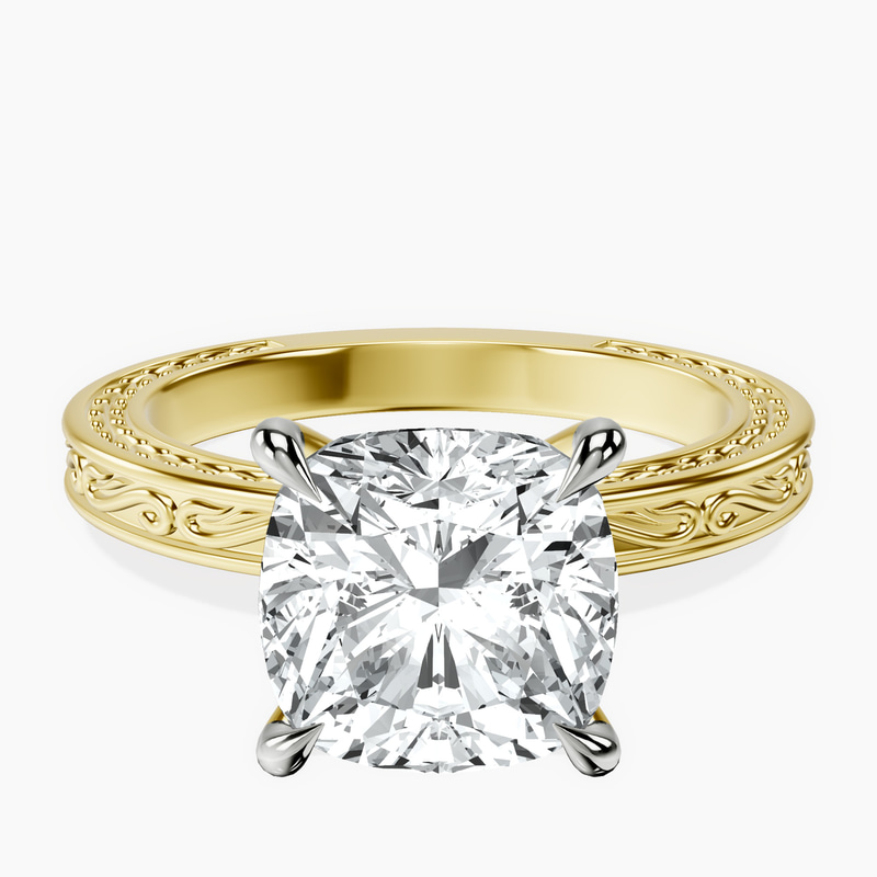 14kt Yellow Gold Ivory Vintage Solitaire Lab Diamond Ring front image