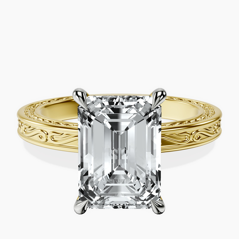 14kt Yellow Gold Ivory Vintage Solitaire Lab Diamond Ring front image