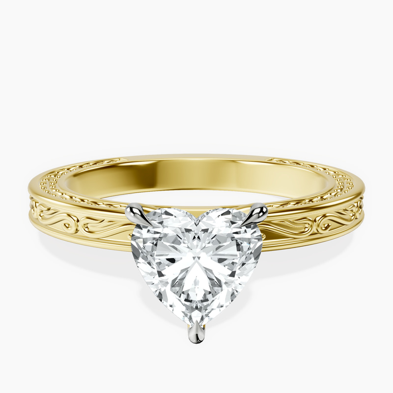 14kt Yellow Gold Ivory Vintage Solitaire Lab Diamond Ring front image