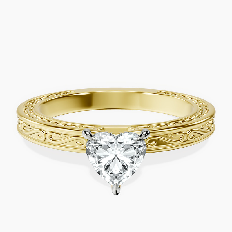 10kt Yellow Gold Ivory Vintage Solitaire Lab Diamond Ring front image