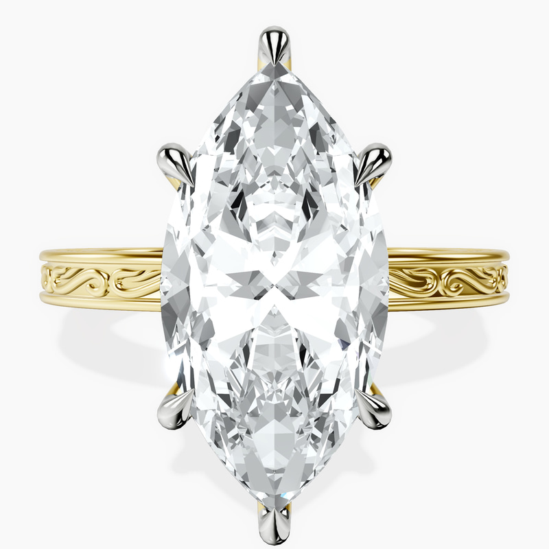 10kt Yellow Gold Ivory Vintage Solitaire Lab Diamond Ring front image