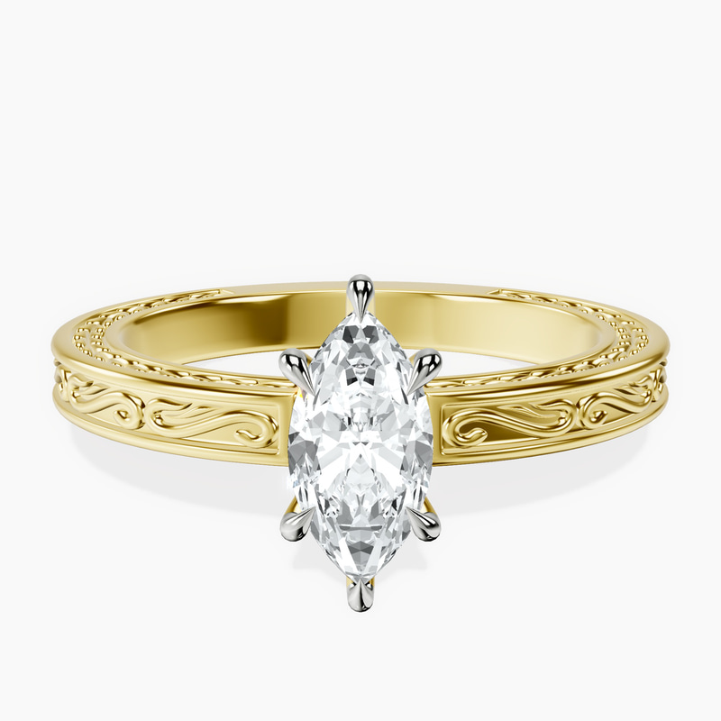 14kt Yellow Gold Ivory Vintage Solitaire Lab Diamond Ring front image