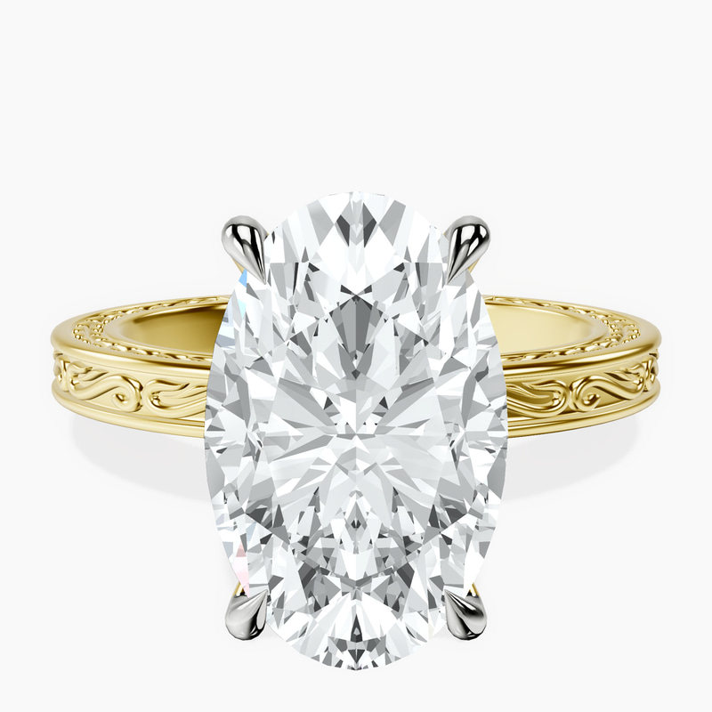14kt Yellow Gold Ivory Vintage Solitaire Lab Diamond Ring front image