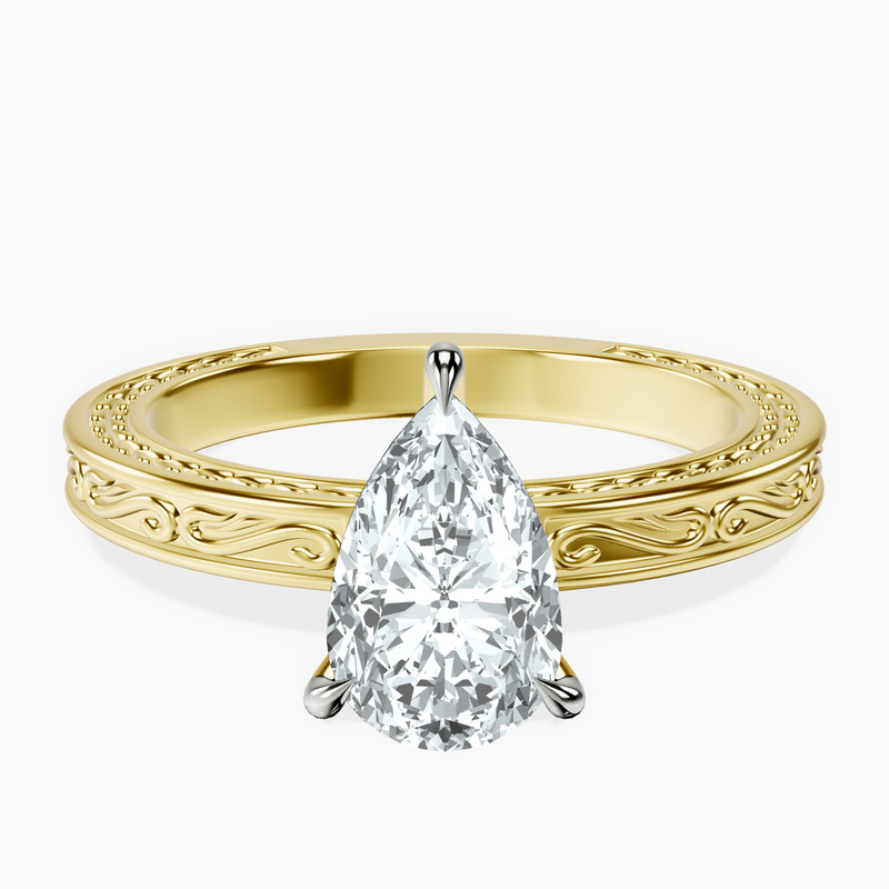 10kt Yellow Gold Ivory Vintage Solitaire Lab Diamond Ring front image