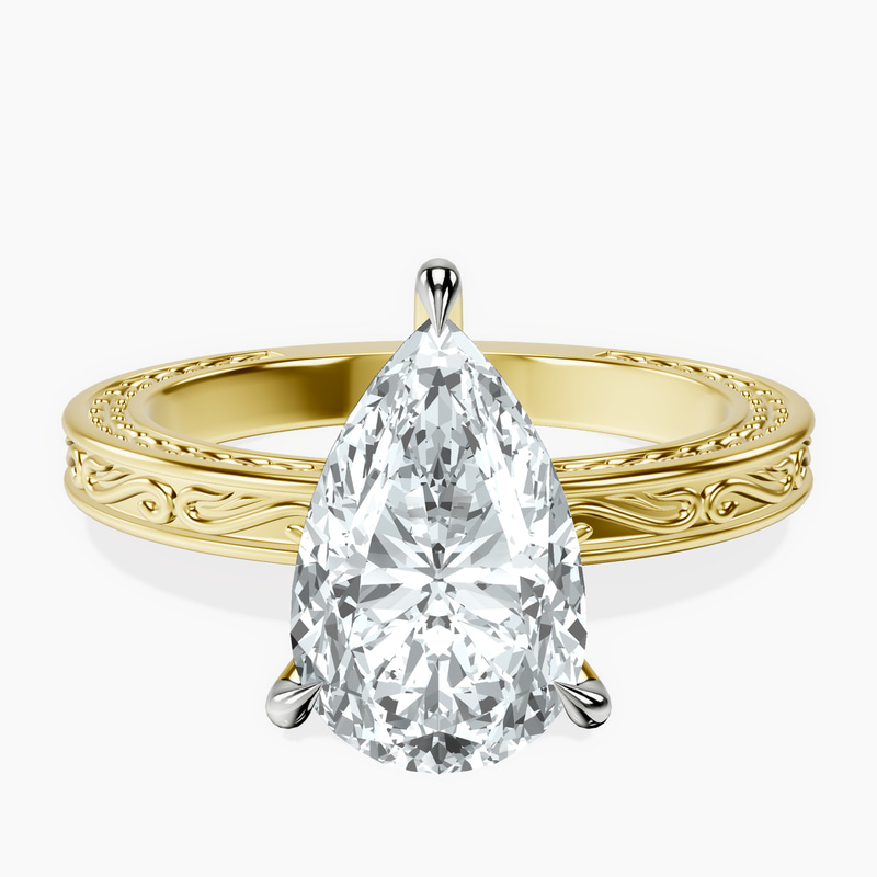 14kt Yellow Gold Ivory Vintage Solitaire Lab Diamond Ring front image