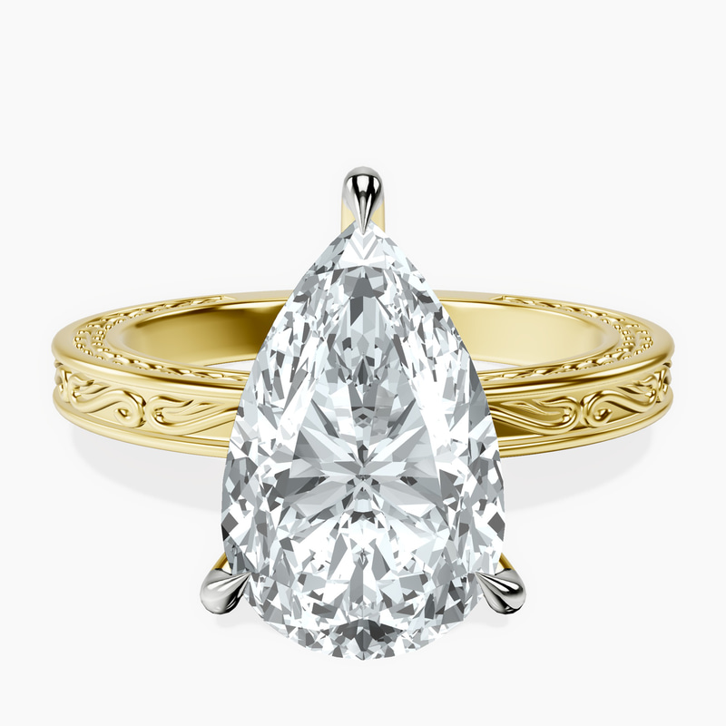 14kt Yellow Gold Ivory Vintage Solitaire Lab Diamond Ring front image