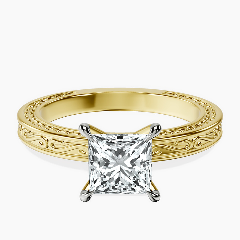 14kt Yellow Gold Ivory Vintage Solitaire Lab Diamond Ring front image