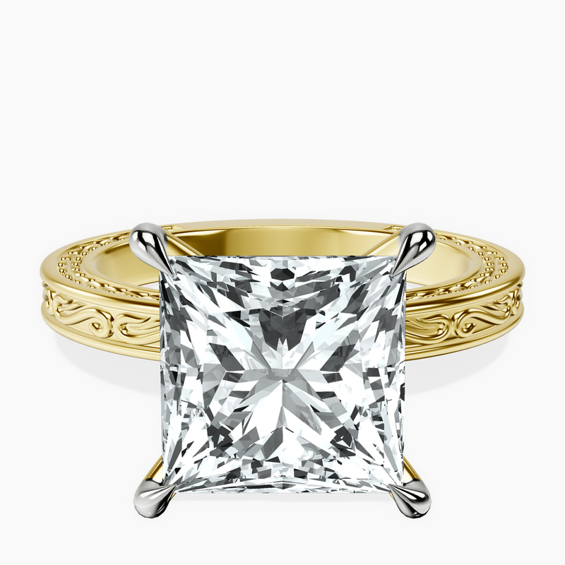 10kt Yellow Gold Ivory Vintage Solitaire Lab Diamond Ring front image