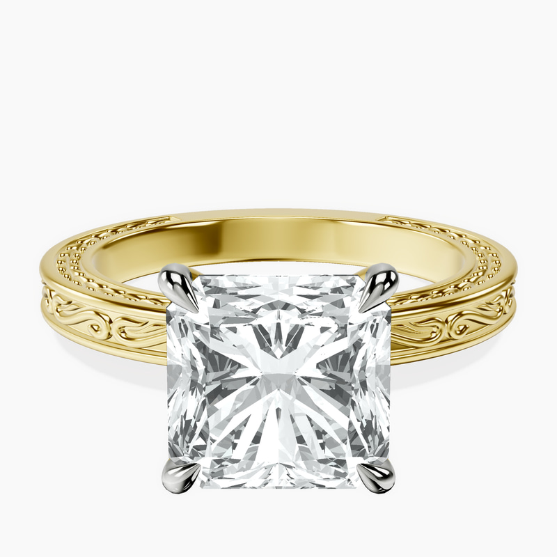 10kt Yellow Gold Ivory Vintage Solitaire Lab Diamond Ring front image
