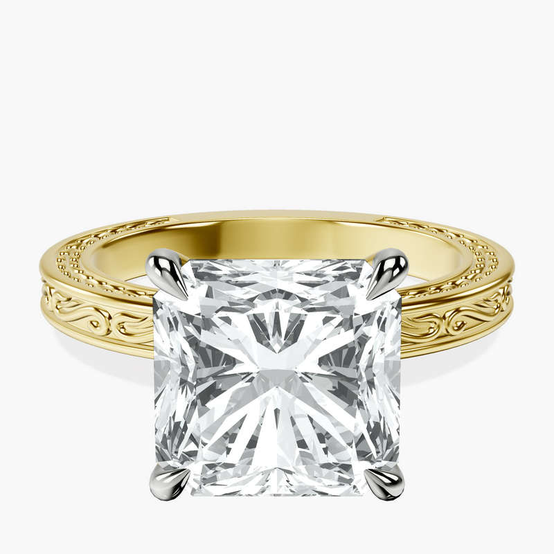 14kt Yellow Gold Ivory Vintage Solitaire Lab Diamond Ring front image