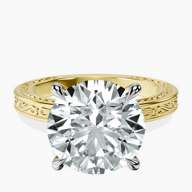 14kt Yellow Gold Ivory Vintage Solitaire Lab Diamond Ring front image